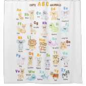 アルファベット動物ABCかわいい動物 シャワーカーテン (正面)