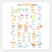 アルファベット動物ABCかわいい動物 スクエアシール (正面)