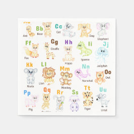 アルファベット動物ABCかわいい動物 スタンダードカクテルナプキン