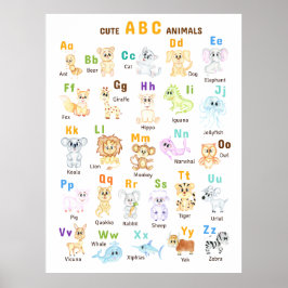 アルファベット動物ABCかわいい動物 ポスター