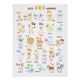 アルファベット動物ABCかわいい動物 ポスター