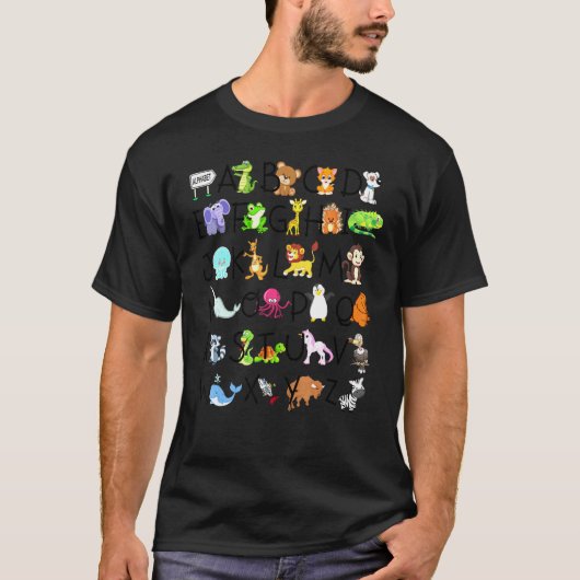 アルファベット動物ABCs学のティーキッズがリアを始める Tシャツ (正面)
