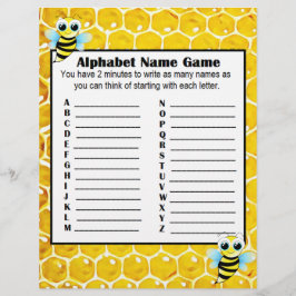 アルファベット名ゲームと赤ちゃんシャワービンゴゲーム チラシ