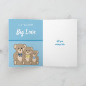 アルファベット名新生児かわいいテディベア青 カード (内部)
