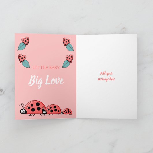 アルファベット名新生児かわいいラディバーズピンク カード (内部)