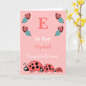 アルファベット名新生児かわいいラディバーズピンク カード (黄色い花)