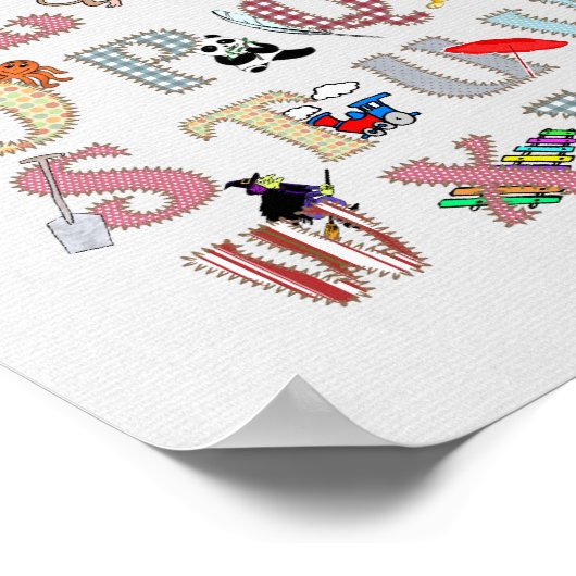 アルファベット子供部屋アートかわいい写真生地ルック ポスター (角)