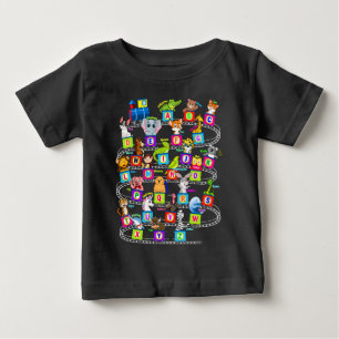 アルファベット学動物ABC ベビーTシャツ