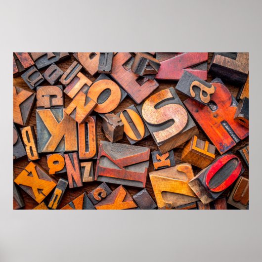 アルファベット抽象芸術 – ランダム文字の背景 ポスター (正面)