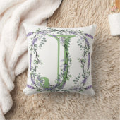 アルファベット文字の水色Jラベンダーユーカリ クッション (ブランケット)