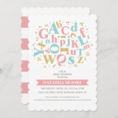 アルファベット文字ベビーシャワー招待状 招待状 (正面/裏面)
