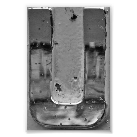 アルファベット文字写真U3白黒4x6 フォトプリント (正面)