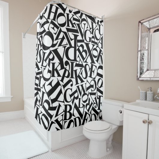 アルファベット文字 シャワーカーテン (インサイチュ)