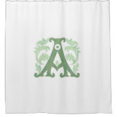 アルファベット文字 – 文字A – 白 シャワーカーテン (正面)