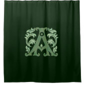 アルファベット文字 – 文字A – 緑 シャワーカーテン (正面)
