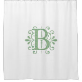 アルファベット文字 – 文字B – 白 シャワーカーテン (正面)