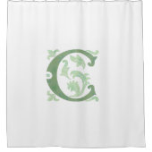 アルファベット文字 – 文字C – 白 シャワーカーテン (正面)
