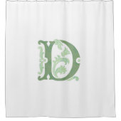 アルファベット文字 – 文字D – 白 シャワーカーテン (正面)