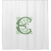 アルファベット文字 – 文字E – 白 シャワーカーテン (正面)
