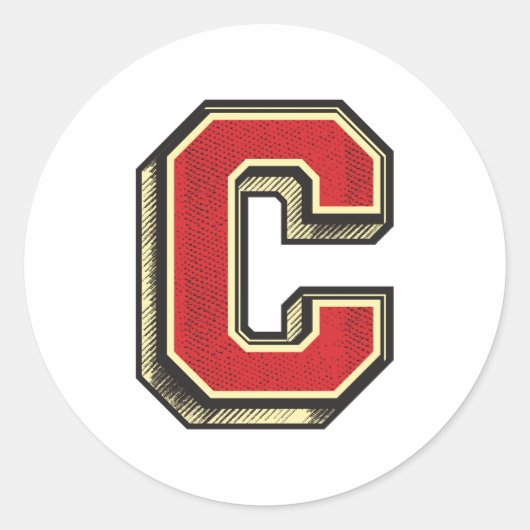 アルファベット文字✪ C ✪ヴィンテージスタイル ラウンドシール (正面)