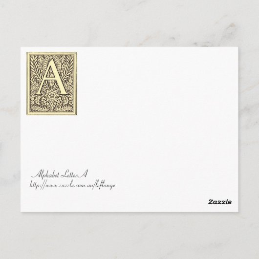 アルファベット文字Aはがき ポストカード (裏面)