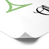 アルファベット文字A水色ラベンダーユーカリ ポスター (角)