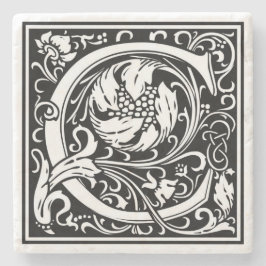 アルファベット文字Cヴィンテージ石コースター ストーンコースター