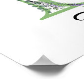 アルファベット文字F水色ラベンダーユーカリ ポスター (角)