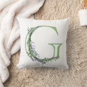 アルファベット文字G水色ラベンダーユーカリ クッション (ブランケット)