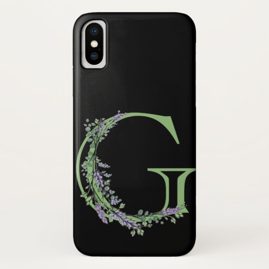アルファベット文字G水色ラベンダーユーカリ Case-Mate iPhoneケース (裏面)
