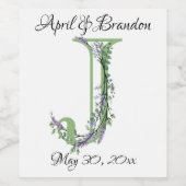 アルファベット文字Jラベンダーユーカリ ワインラベル (シングルラベル)