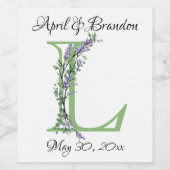 アルファベット文字Lモノグラムラベンダーユーカリ ワインラベル (シングルラベル)