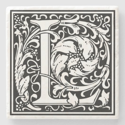 アルファベット文字Lヴィンテージ石コースター ストーンコースター (正面)