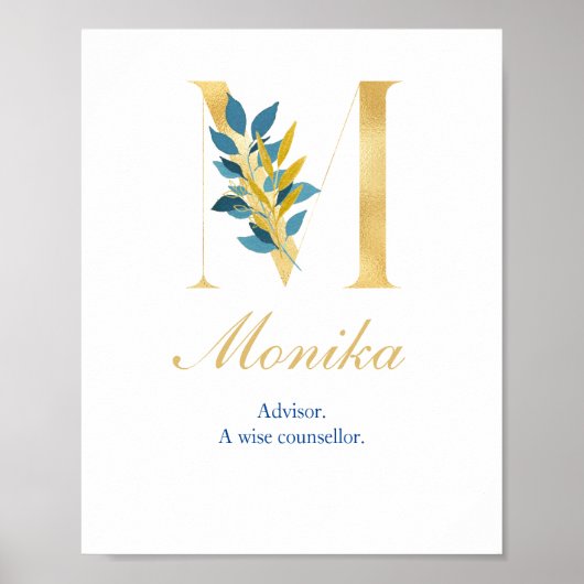 アルファベット文字M壁ポスター名と意味 ポスター (正面)