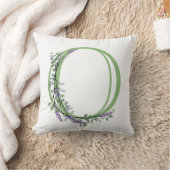 アルファベット文字Oラベンダーユーカリプトゥスモノグラム クッション (ブランケット)