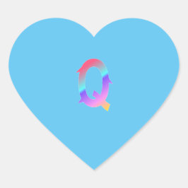 アルファベット文字Qステッカー。 ハートシール