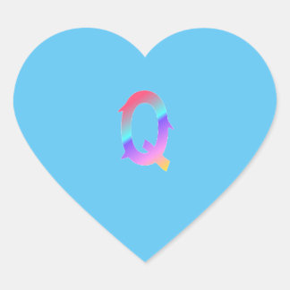 アルファベット文字Qステッカー。 ハートシール