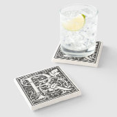 アルファベット文字Rヴィンテージ石コースター ストーンコースター (横)