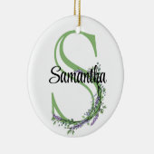 アルファベット文字S、水色ラベンダー植物学 セラミックオーナメント (右)