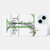 アルファベット文字T、水色ラベンダードラゴンフライ Case-Mate iPhoneケース (裏面 (横))