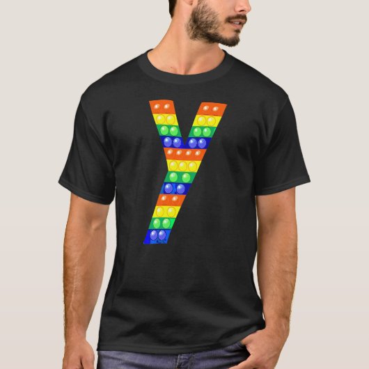 アルファベット文字Y大文字Fidget It ポップ・アートの Matching P Tシャツ (正面)