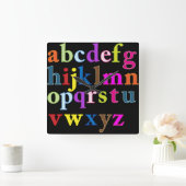 アルファベット時計 スクエア壁時計 (ホーム)