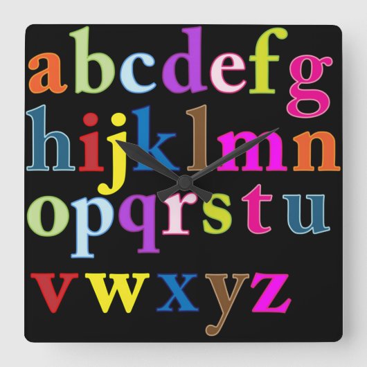 アルファベット時計 スクエア壁時計 (正面)