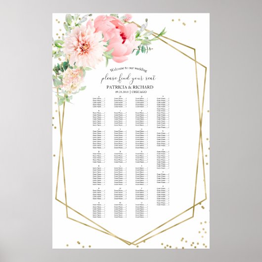 アルファベット結婚の座席表の赤面フローラ ポスター (正面)