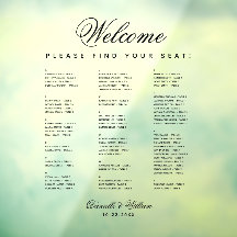 アルファベット結婚の透明な座席表