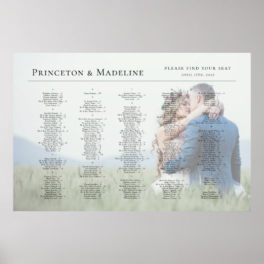 アルファベット結婚順の写真の座席表モダン、 ポスター (正面)