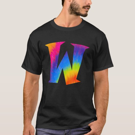 アルファベット絞り染めセンター大文字W Tシャツ (正面)