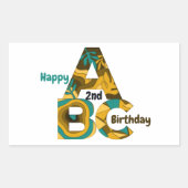 アルファベット誕生日 長方形シール (正面)