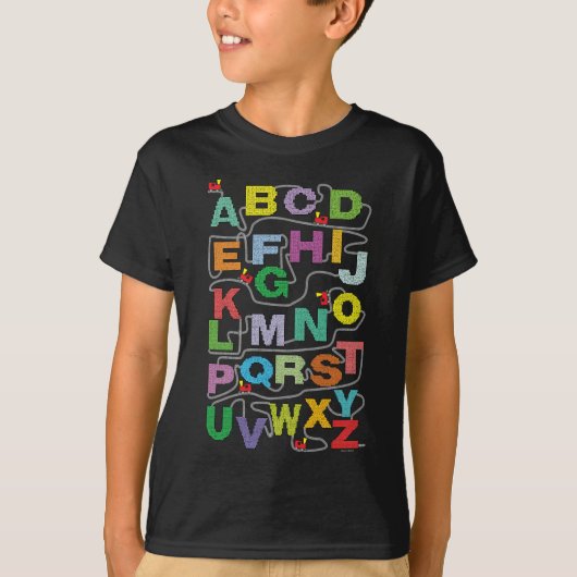 アルファベット迷路パズル鉄道 Tシャツ (正面)