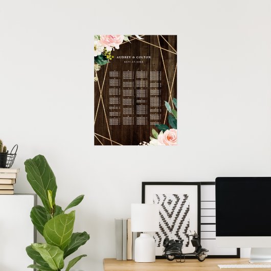 アルファベット順のジオメトリックフローラシーティングチャート ポスター (ホームオフィス)